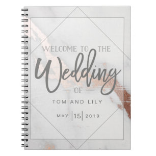MARBLE AND METALLIC WEDDING NOTEPAD NOTEBOOK