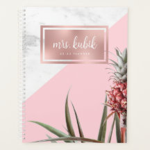 Marble and Pink Pineapple Teacher Planner