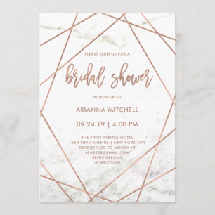 Marble and Rose Gold Geometric Bridal Shower Invitation