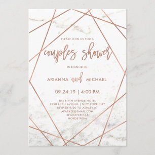 Marble and Rose Gold Geometric Couples Shower Invitation