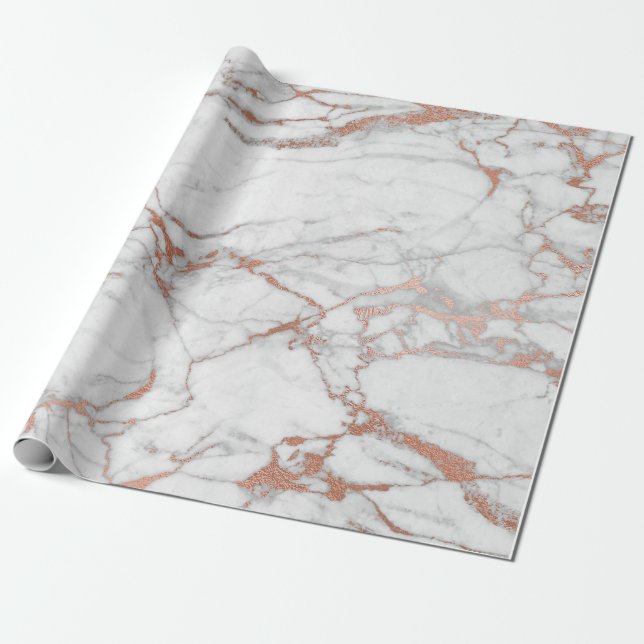 Marble and Rose Gold Gift Wrapping Paper (Unrolled)