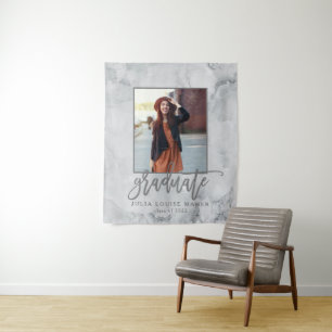 MARBLE AND ROSE GOLD GRADUATION announcement Tapestry