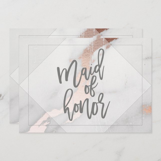 MARBLE AND ROSE GOLD MAID OF HONOR INVITATION (Front/Back)