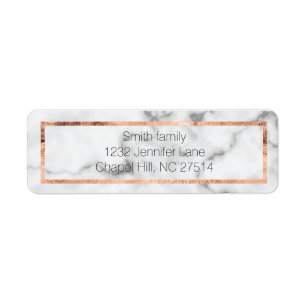Marble and rose gold return address label