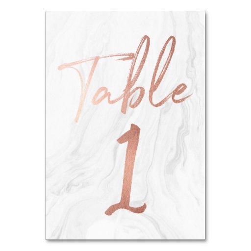 Image of Marble and Rose Gold Script | Table Number Card 1