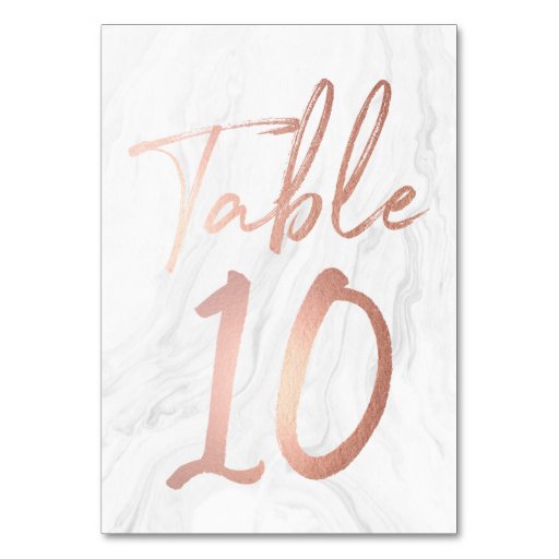 Image of Marble and Rose Gold Script | Table Number Card 10