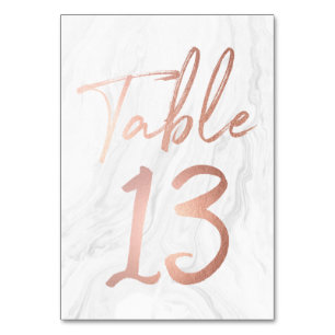 Marble and Rose Gold Script Table Number Card 13