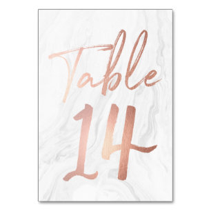 Marble and Rose Gold Script Table Number Card 14
