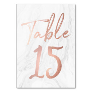 Marble and Rose Gold Script   Table Number Card 15