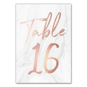 Marble and Rose Gold Script Table Number Card 16