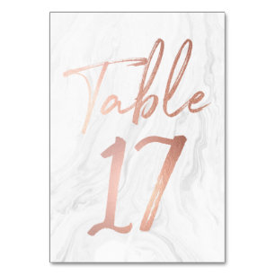 Marble and Rose Gold Script Table Number Card 17