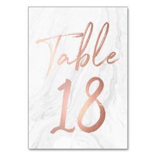 Marble and Rose Gold Script Table Number Card 18