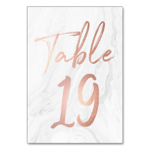 Marble and Rose Gold Script Table Number Card 19