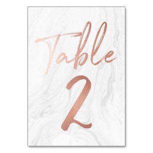 Marble and Rose Gold Script Table Number Card 2