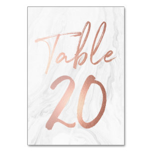 Marble and Rose Gold Script Table Number Card 20
