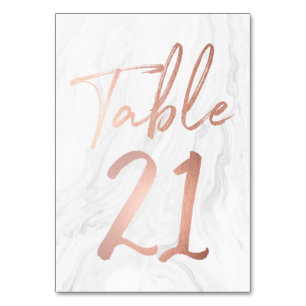 Marble and Rose Gold Script Table Number Card 21