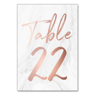 Marble and Rose Gold Script Table Number Card 22