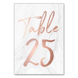 Marble and Rose Gold Script Table Number Card 25