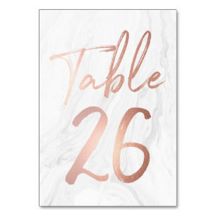 Marble and Rose Gold Script Table Number Card 26