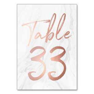 Marble and Rose Gold Script Table Number Card 33