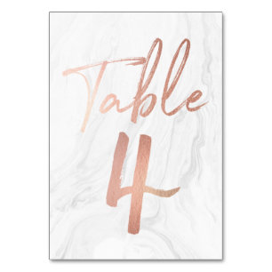 Marble and Rose Gold Script   Table Number Card 4