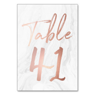 Marble and Rose Gold Script Table Number Card 41