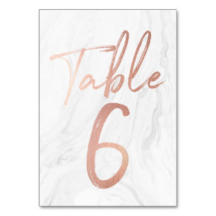 Marble and Rose Gold Script Table Number Card 6