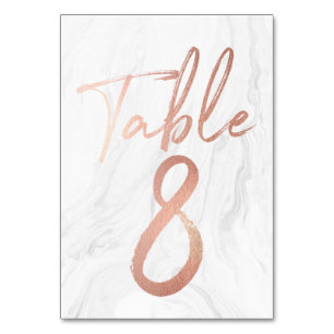 Marble and Rose Gold Script Table Number Card 8
