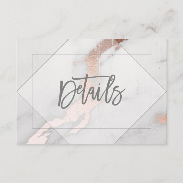 MARBLE AND ROSE GOLD WEDDING DETAILS CARD (Front)