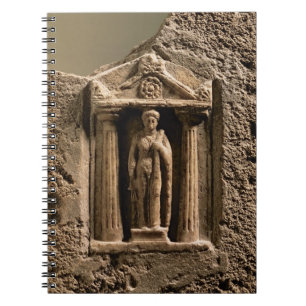 Marble and sandstone votive stele with female figu notebook