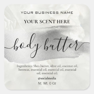 Marble And Silver Accent Body Butter Labels