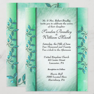 Marble and Vine Green Wedding Invitation