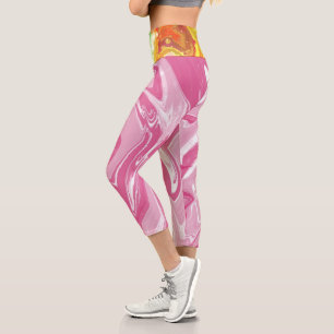 Marble And Watercolor  Capri Leggings