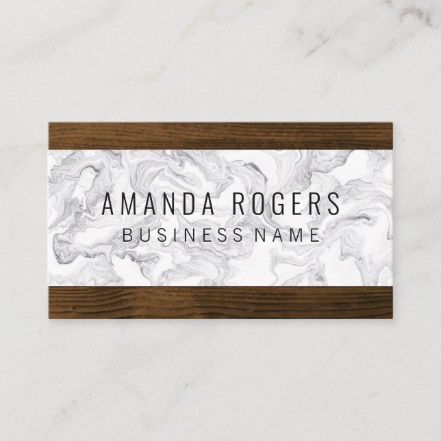 Marble and Wood Trim Business Card (Front)