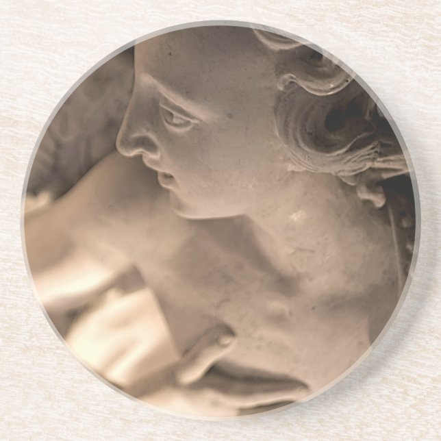 Marble Angel Sculpture Art Print Coaster (Front)