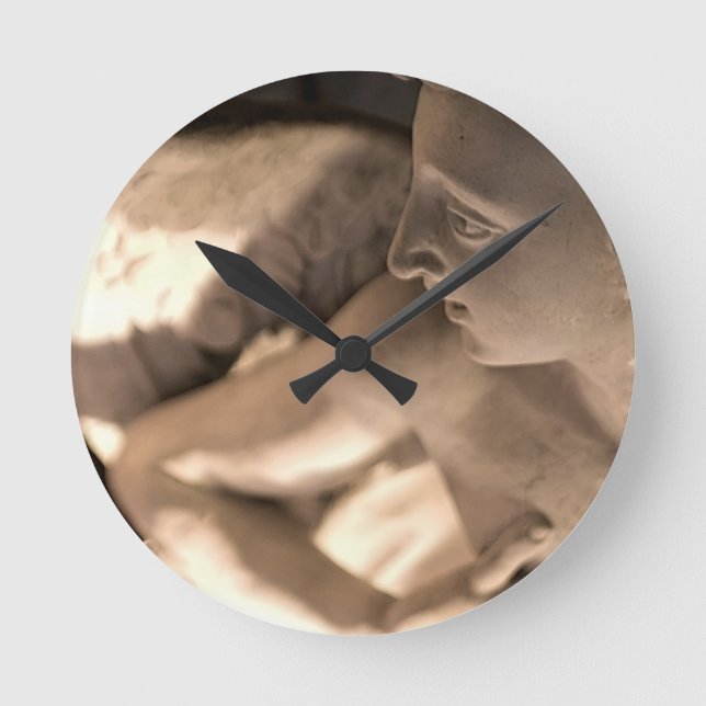 Marble Angel Sculpture Art Print Round Clock (Front)