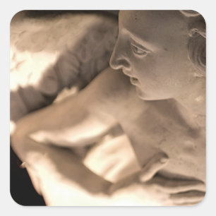 Marble Angel Sculpture Art Print Square Sticker