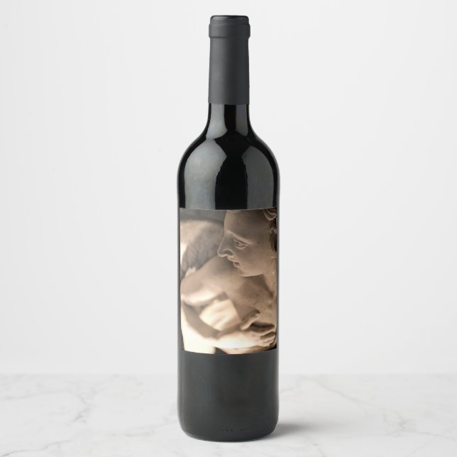 Marble Angel Sculpture Art Print Wine Label (Front)