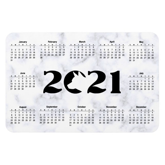 Marble Animal Silhouette | Custom 2021 Calendar Magnet (Horizontal)