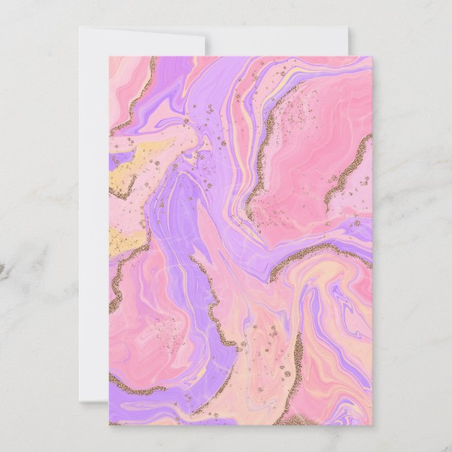 Marble background - pink & purple  invitation (Front)
