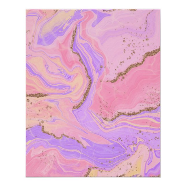 Marble background - pink & purple  poster (Front)