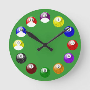 Marble Ball Green Felt Pool Clock