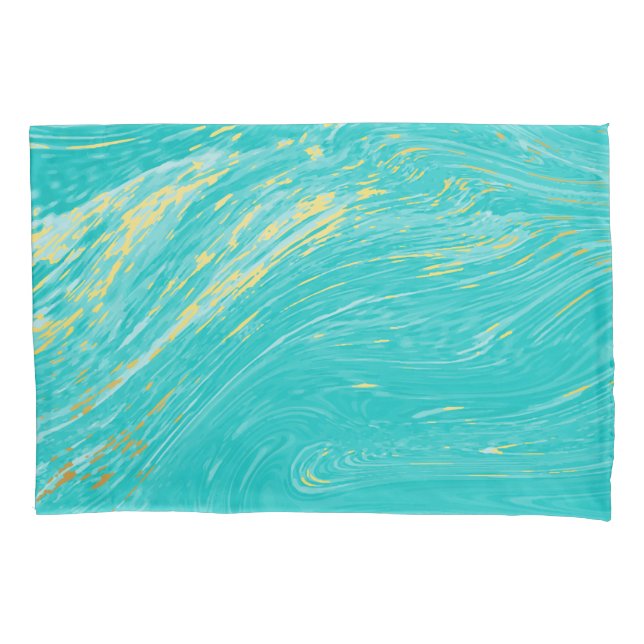 Marble Beautiful Gold Elegant Blue design Pillowcase (Front)
