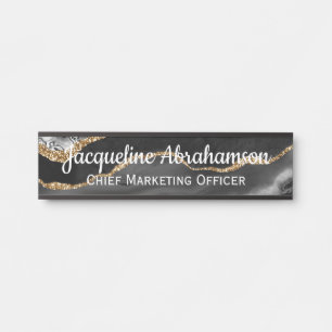 Marble Black and Gold Office Door Sign
