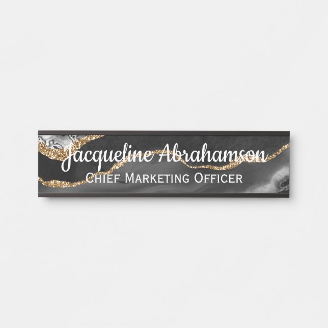 Marble Black and Gold Office Door Sign (Front)