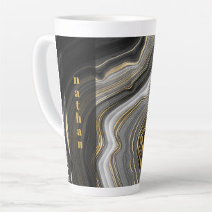 Marble Black and Gold Personalised Latte Mug