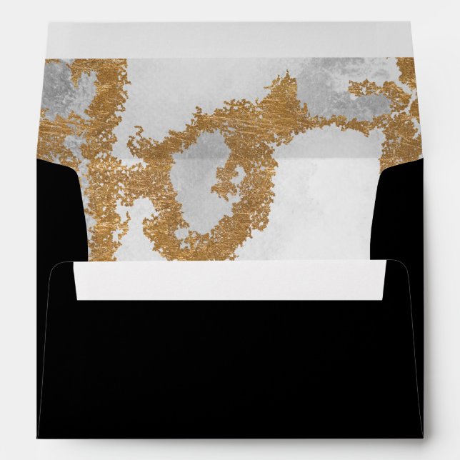 Marble Black and Gold Wedding Envelopes (Back (Bottom))