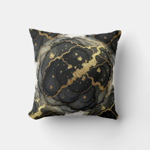 Marble Black and White + Gold Luxury Cushion
