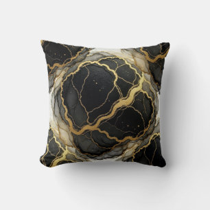 Marble Black and White + Gold Luxury Cushion