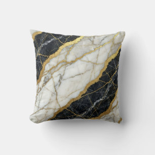 Marble Black and White + Gold Luxury Cushion